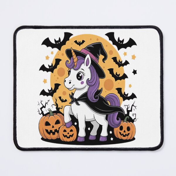 Item preview, Cute Unicorn Witch Halloween Pumpkins and Bats Spooky designed and sold by NicolaMail.