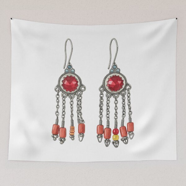 Item preview, Boho Tribal Earrings Illustration designed and sold by Mikoff04-arts.