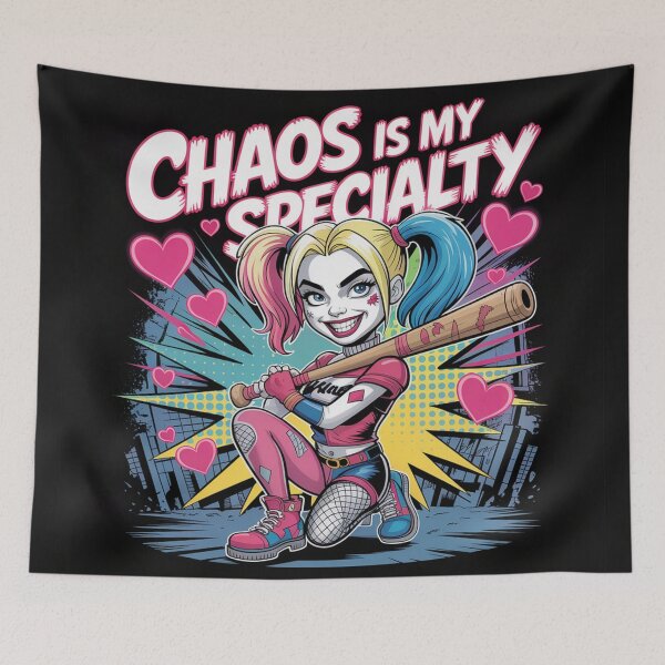 Item preview, Chaos Is My Specialty - Cute Badass Harley Quinn Bat Art designed and sold by Midnight Veil Designs.