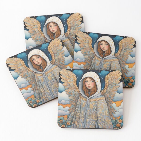 Item preview, Angel with wings wearing a hoodie in the clouds designed and sold by Colin Bentham.