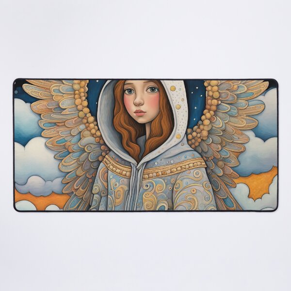 Item preview, Angel with wings wearing a hoodie in the clouds designed and sold by Colin Bentham.
