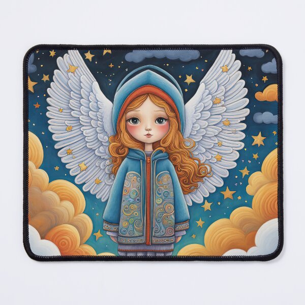 Item preview, Angel with wings wearing a hoodie in the clouds designed and sold by Colin Bentham.