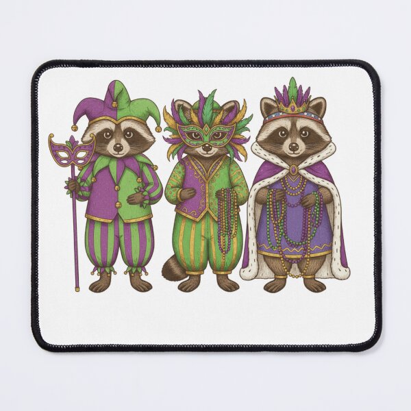 Item preview, Mardi Gras Raccoon Wearing Beads – Funny Carnival Trash Panda Art designed and sold by MS Pod Studio.