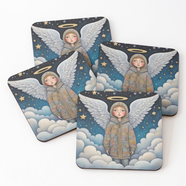 Item preview, Angel with wings wearing a hoodie in the clouds designed and sold by Colin Bentham.