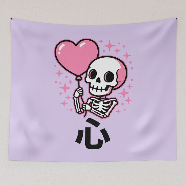 Item preview, Kawaii Pastel Goth Skeleton Heart Balloon designed and sold by AwesomeBeyondLimits.