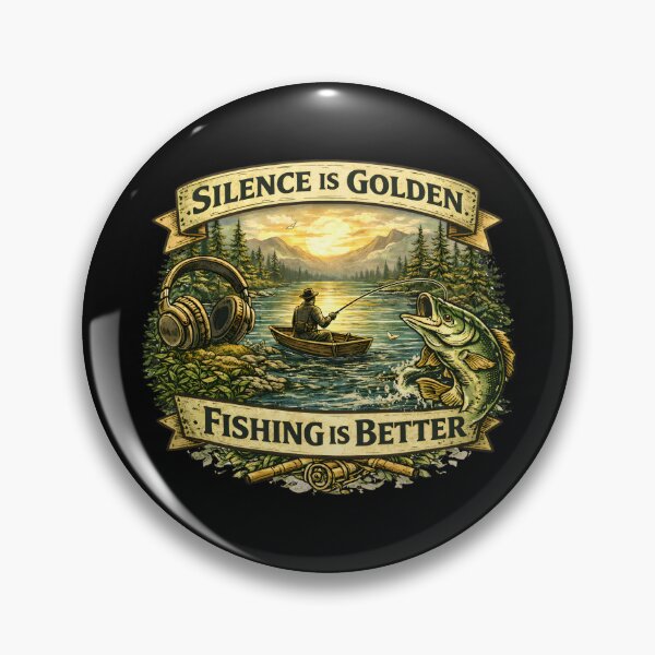 Artikelvorschau, Silence Is Golden Fishing Is Better – Humorvolles Angler Design entworfen und verkauft von SVALANART.