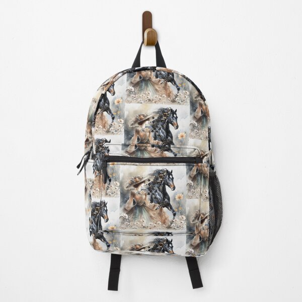 Item preview, Black horse and woman among flowers. designed and sold by MagelliShop.