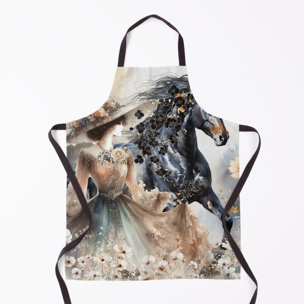 Item preview, Black horse and woman among flowers. designed and sold by MagelliShop.