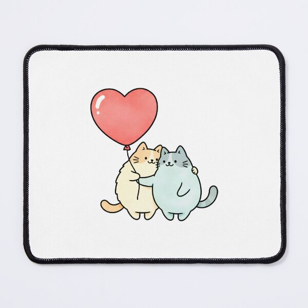 Item preview, Two cute cats hugging with heart ballon designed and sold by mayatA-rt.
