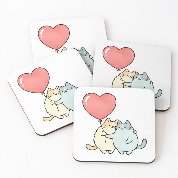 Item preview, Two cute cats hugging with heart ballon designed and sold by mayatA-rt.