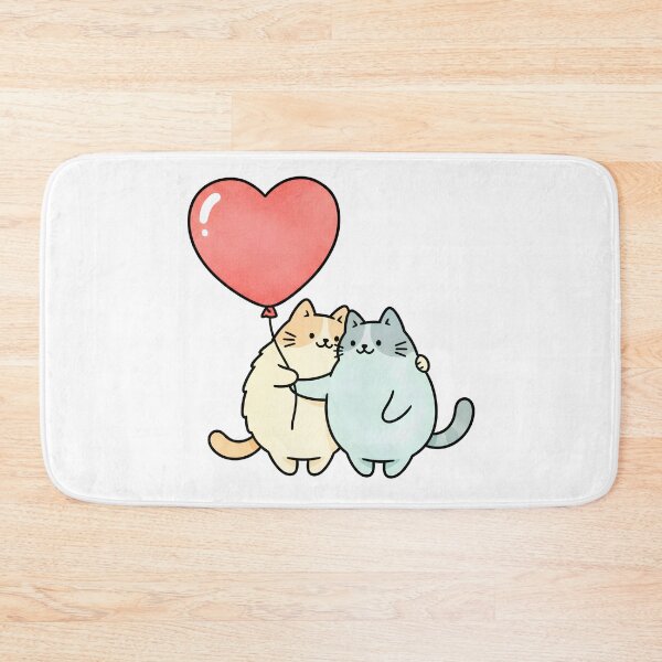 Item preview, Two cute cats hugging with heart ballon designed and sold by mayatA-rt.