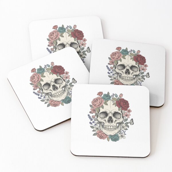 Item preview, Floral Skull with Vintage Roses Art designed and sold by HaciPrint.