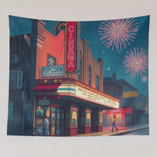 Item preview, Classic Movie Theater Cinema Marquee Popcorn Stand Retro Americana Art designed and sold by Cine8.