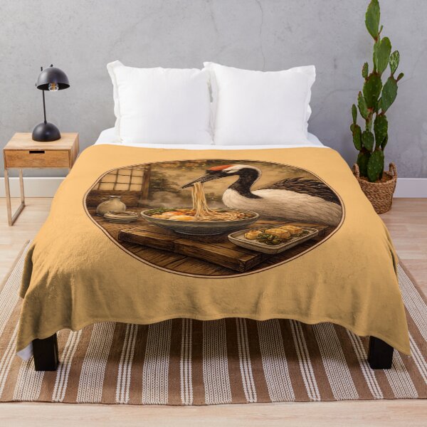 Item preview, Red-crowned Crane Ramen Feast – Cozy Japanese Art designed and sold by CogoPrints.
