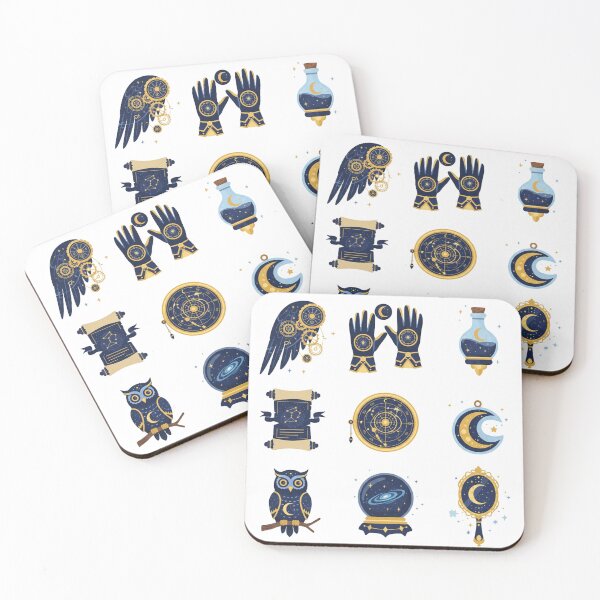 Item preview, 9 Mystical Midnight Magic Illustrations - Vol. 9 - Celestial Jellyfish & Cosmic Scales - Borderless Flat Clipart - Navy & Gold Esoteric Assets - Transparent PNG designed and sold by Siamcatshop.