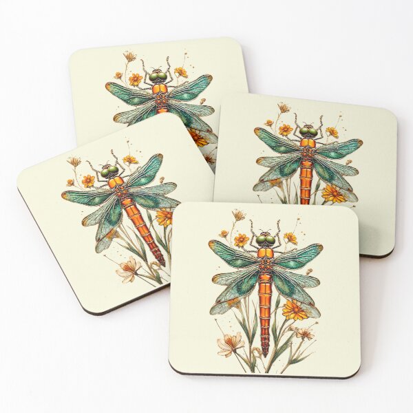 Artikelvorschau, Golden Dragonfly - Delicate Wings Botanical entworfen und verkauft von Shift-Bloom.