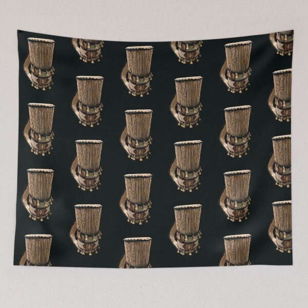 Item preview, Yoruba Talking Drum with Bells - Nigerian Percussion designed and sold by MammothArt.