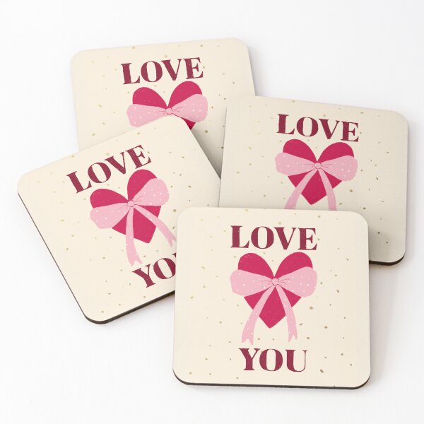 Item preview, "Love You" Red Heart with Pink Bow- Textured Coquette Valentine designed and sold by Jennifer Creations.