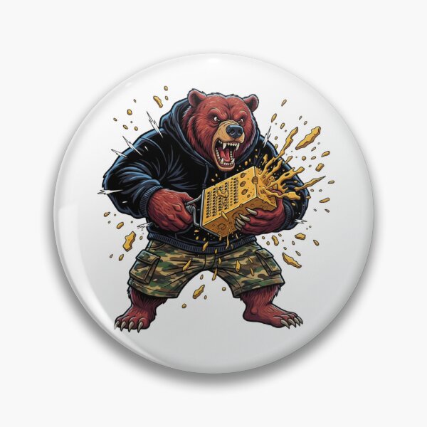 Item preview, Angry Bear Grating Cheese – Funny Pun Animal Illustration designed and sold by MS Pod Studio.