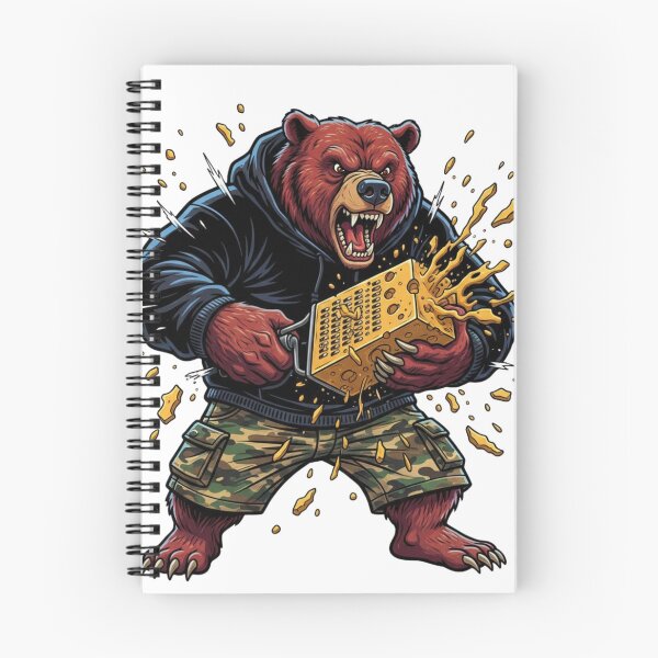 Item preview, Angry Bear Grating Cheese – Funny Pun Animal Illustration designed and sold by MS Pod Studio.