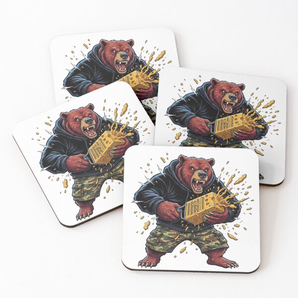 Item preview, Angry Bear Grating Cheese – Funny Pun Animal Illustration designed and sold by MS Pod Studio.