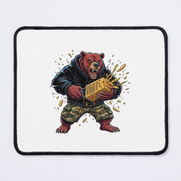 Item preview, Angry Bear Grating Cheese – Funny Pun Animal Illustration designed and sold by MS Pod Studio.