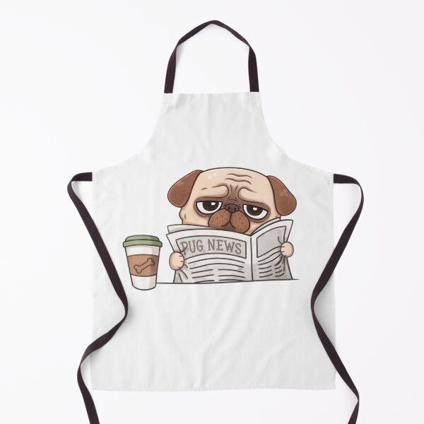 Item preview, Grumpy Pug Reading the News – Funny Coffee and Dog Lover Design designed and sold by Maryna_Reine.