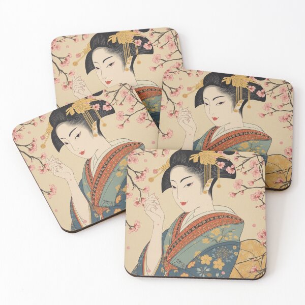Item preview, Japanese Ukiyo-e Geisha Portrait with Cherry Blossoms designed and sold by Vandy Fullam.