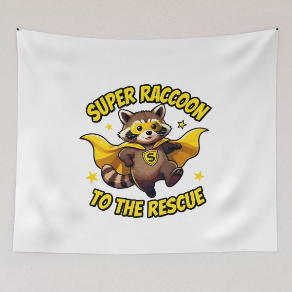 Item preview, Super Raccoon To The Rescue Cartoon Animal designed and sold by CeliaZnx.