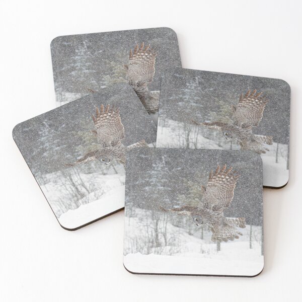 Item preview, Great grey owl in fight on a snowy winter day in Canada designed and sold by James Cumming.