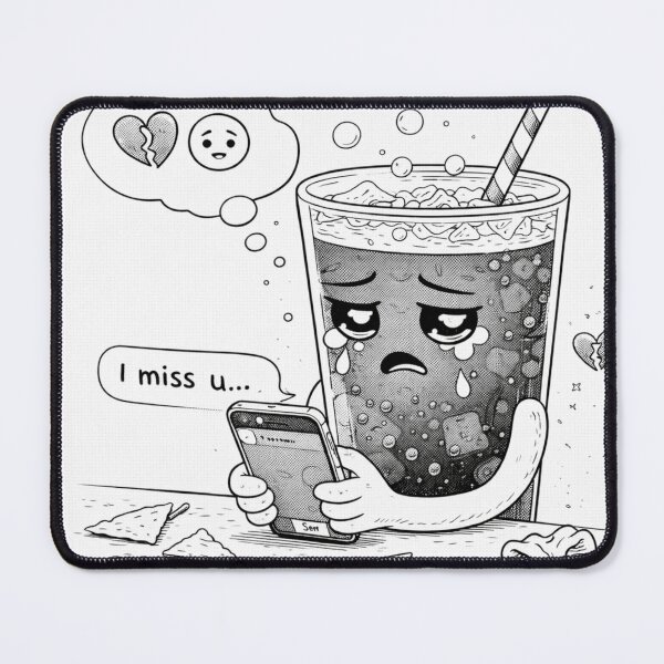 Item preview, Left on Seen — Sad Bubble Tea Texting (Black & White) designed and sold by ComedyInkFactor.
