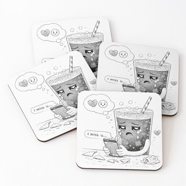 Item preview, Left on Seen — Sad Bubble Tea Texting (Black & White) designed and sold by ComedyInkFactor.