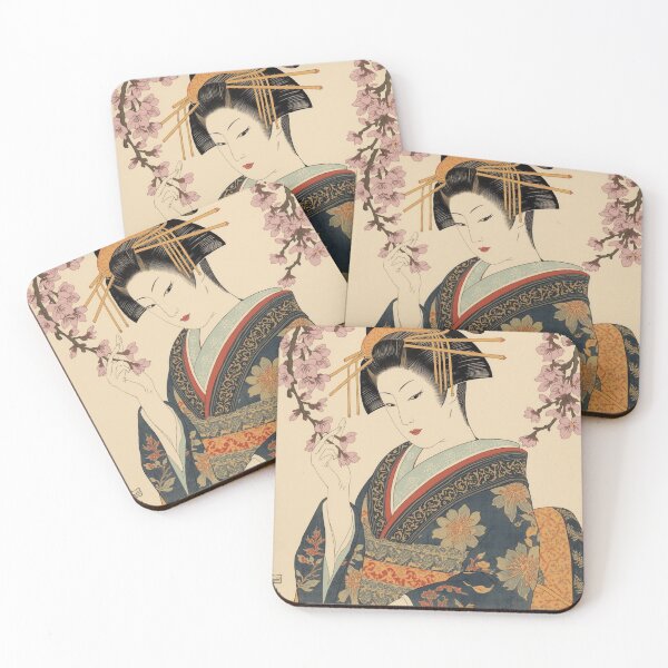 Item preview, Traditional Japanese Ukiyo-e Geisha Portrait in Elaborate Kimono designed and sold by Vandy Fullam.