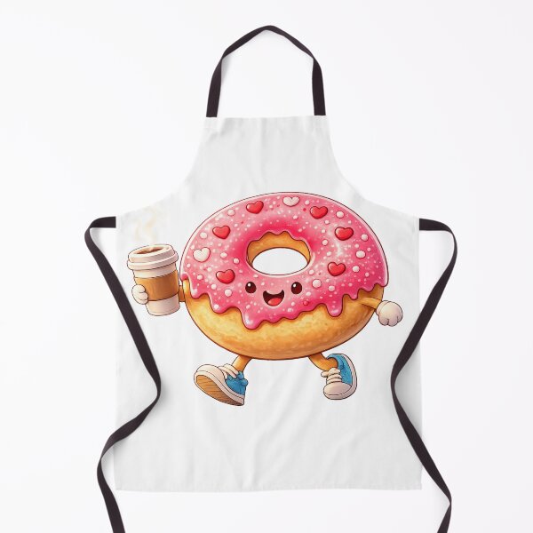 Item preview, Cute Walking Donut with Coffee – Funny Coffee Lover Illustration designed and sold by TTStudio.