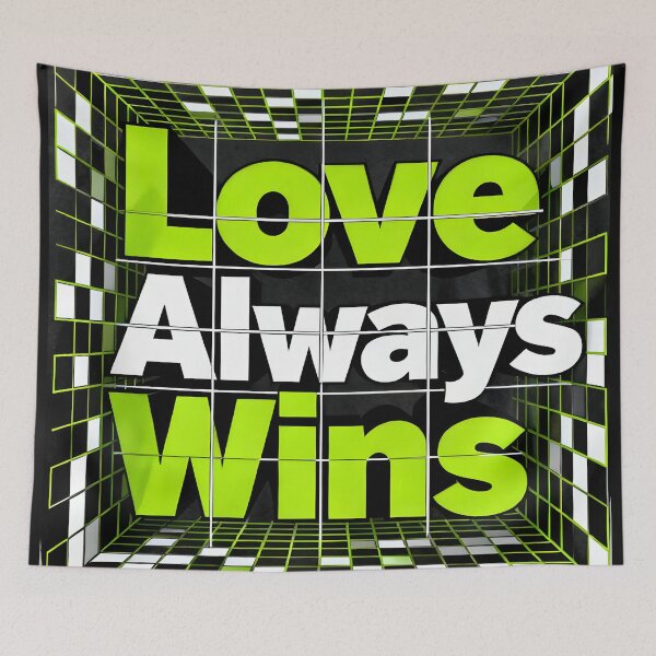 Item preview, Love Always Wins Typography Inside Abstract Cube Design designed and sold by FreeFromDefault.