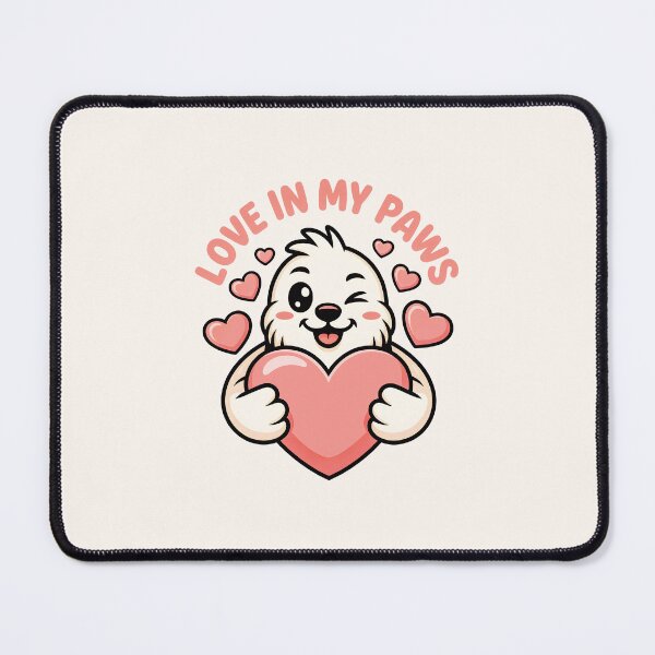 Item preview, Love in My Paws – Cute Kawaii White Seal Holding Heart Valentine Illustration designed and sold by NaturEdeN.