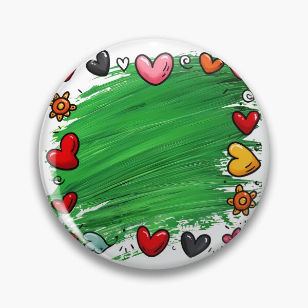 Item preview, Green Painted Heart Border Saint Valentine's Day - Cute Doodle Hearts Frame with Flowers Art Print designed and sold by DesignArtist.ia.