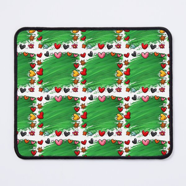 Item preview, Green Painted Heart Border Saint Valentine's Day - Cute Doodle Hearts Frame with Flowers Art Print designed and sold by DesignArtist.ia.