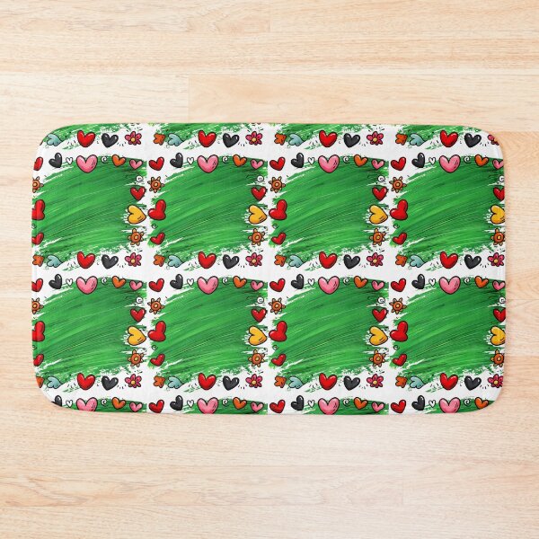 Item preview, Green Painted Heart Border Saint Valentine's Day - Cute Doodle Hearts Frame with Flowers Art Print designed and sold by DesignArtist.ia.