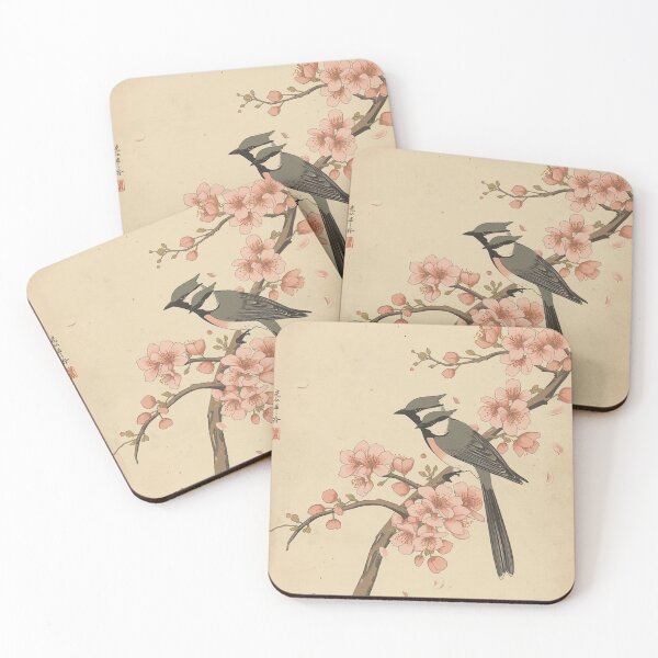 Item preview, Japanese Ukiyo-e Mejiro Birds and Cherry Blossoms Kacho-ga Print designed and sold by Vandy Fullam.