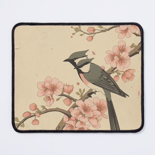 Item preview, Japanese Ukiyo-e Mejiro Birds and Cherry Blossoms Kacho-ga Print designed and sold by Vandy Fullam.