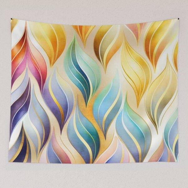 Item preview, Watercolor Golden Flames - Art Deco - PATTERN - Gold Leaf - Rainbow designed and sold by CleverCulture.