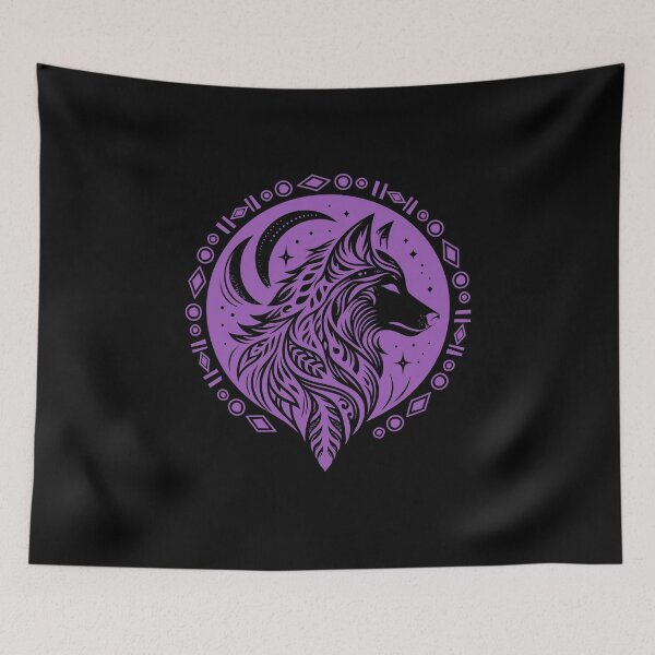 Item preview, Purple Tribal Wolf Howling Moon - Mystical Spirit Animal Amethyst Art. designed and sold by JoseFrancese.