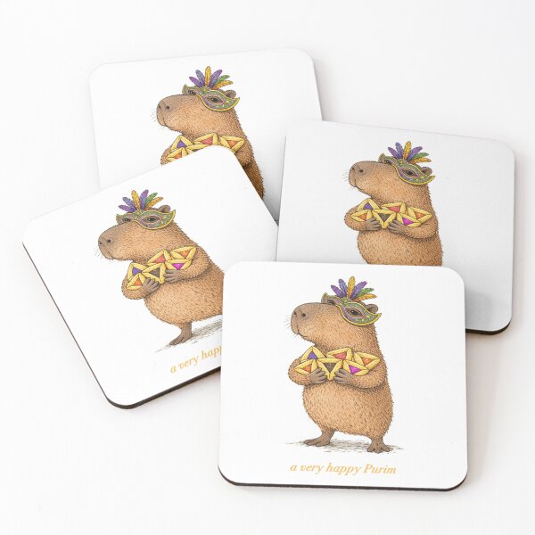 Item preview, A Very Happy Purim Capybara Funny Hamantashen Jewi designed and sold by PillowCatStudio.