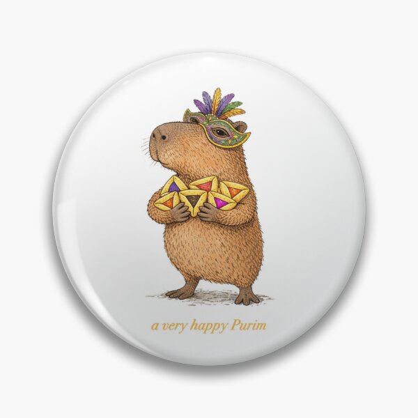Item preview, A Very Happy Purim Capybara Funny Hamantashen Jewi designed and sold by PillowCatStudio.