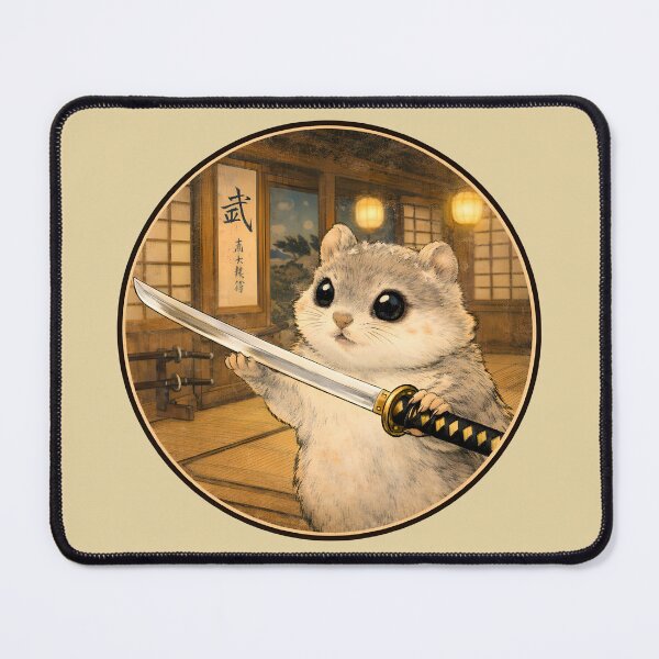 Item preview, Cute Ezo Momonga Admiring a Sword – Cozy Japanese Art designed and sold by CogoPrints.