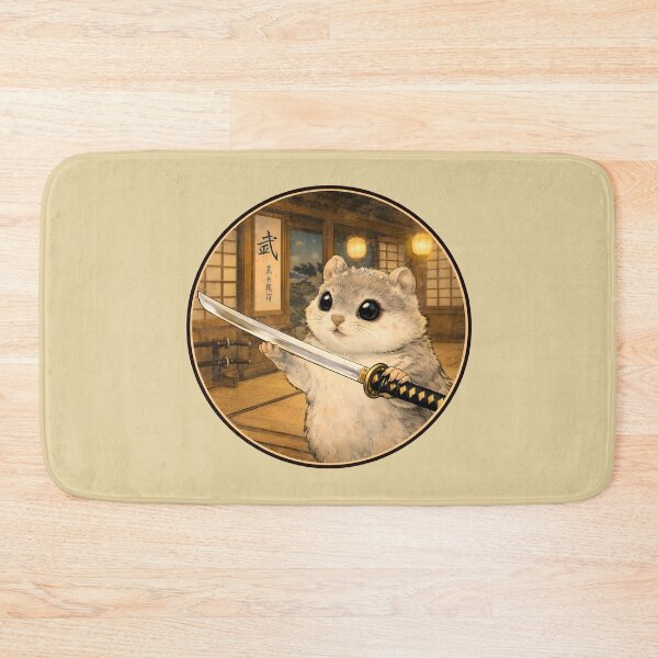 Item preview, Cute Ezo Momonga Admiring a Sword – Cozy Japanese Art designed and sold by CogoPrints.
