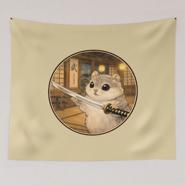 Item preview, Cute Ezo Momonga Admiring a Sword – Cozy Japanese Art designed and sold by CogoPrints.