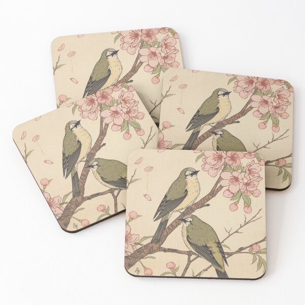 Item preview, Soft Japanese Ukiyo-e Mejiro Birds and Sakura Kacho-ga designed and sold by Vandy Fullam.