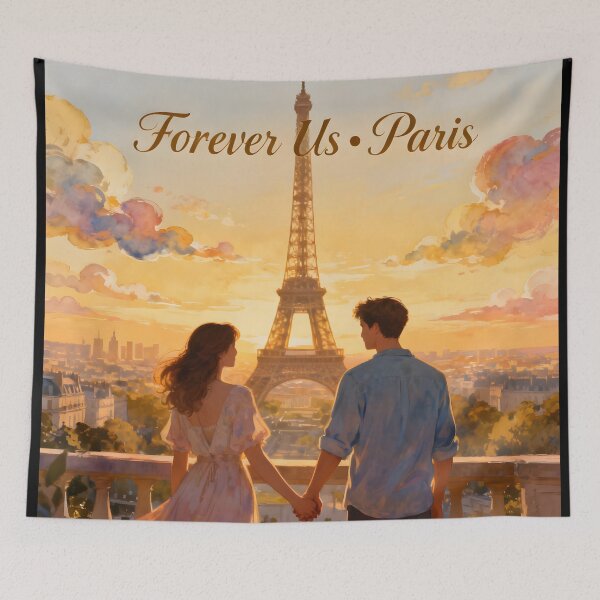 Item preview, Forever Us in Paris – Romantic Balcony View with Eiffel Tower designed and sold by FreeFromDefault.